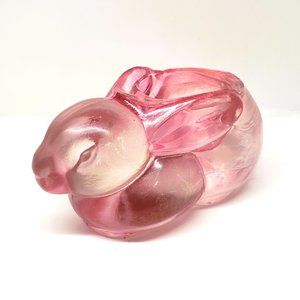 Pink Glass Bunny Rabbit Votive Holder Easter